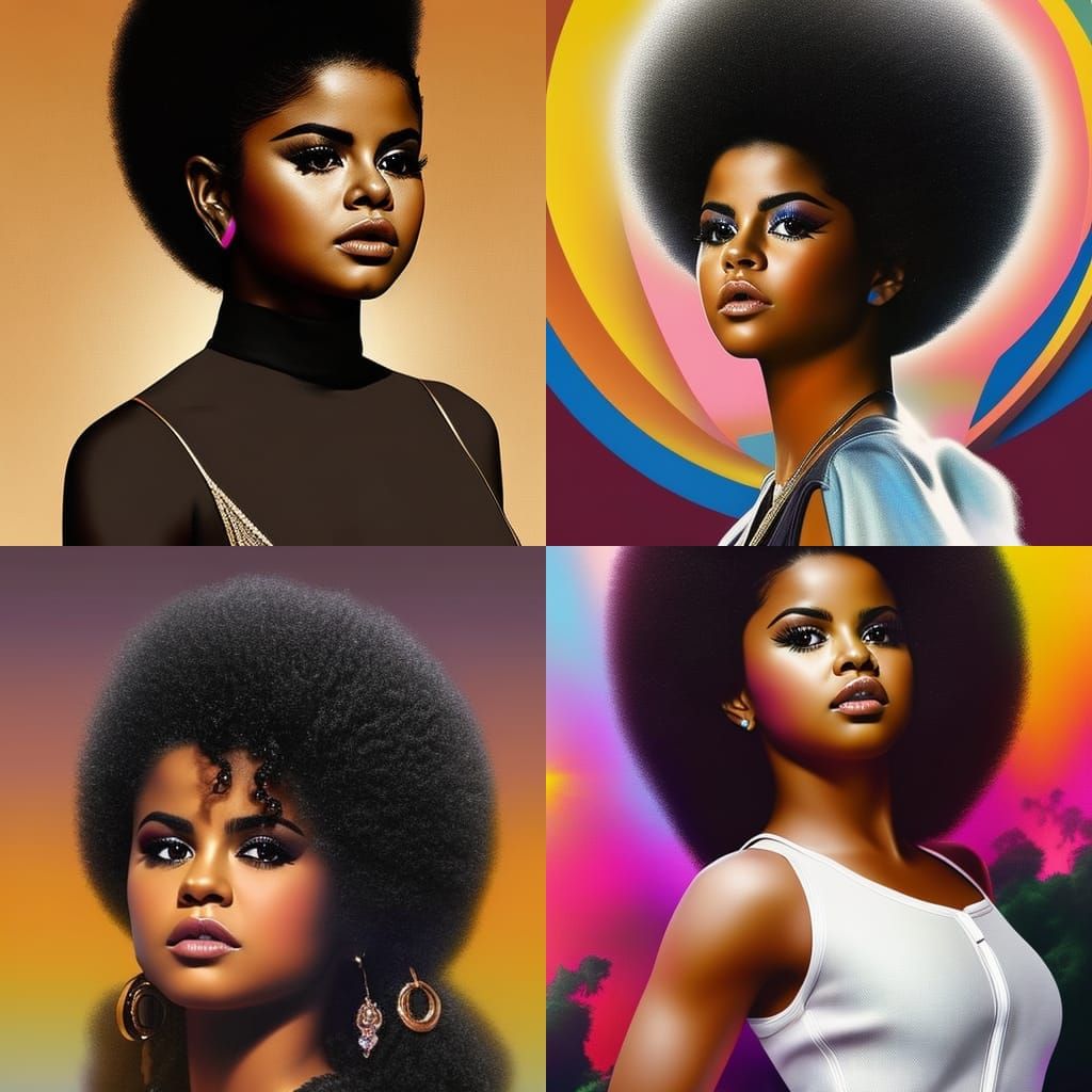 Selena Gomez as Black Woman: Hyperrealistic Portrait