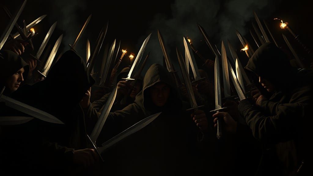 Darkness Converges on Betrayal in a Chiaroscuro Scene