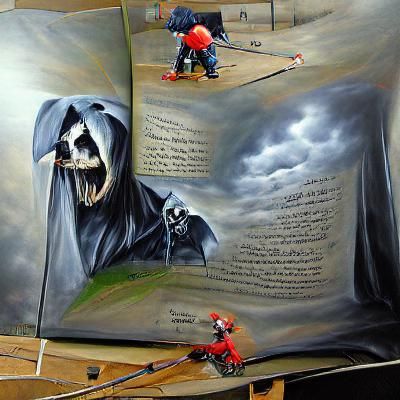 Hyperrealistic Storybook Reaper in Detailed Dark Painting