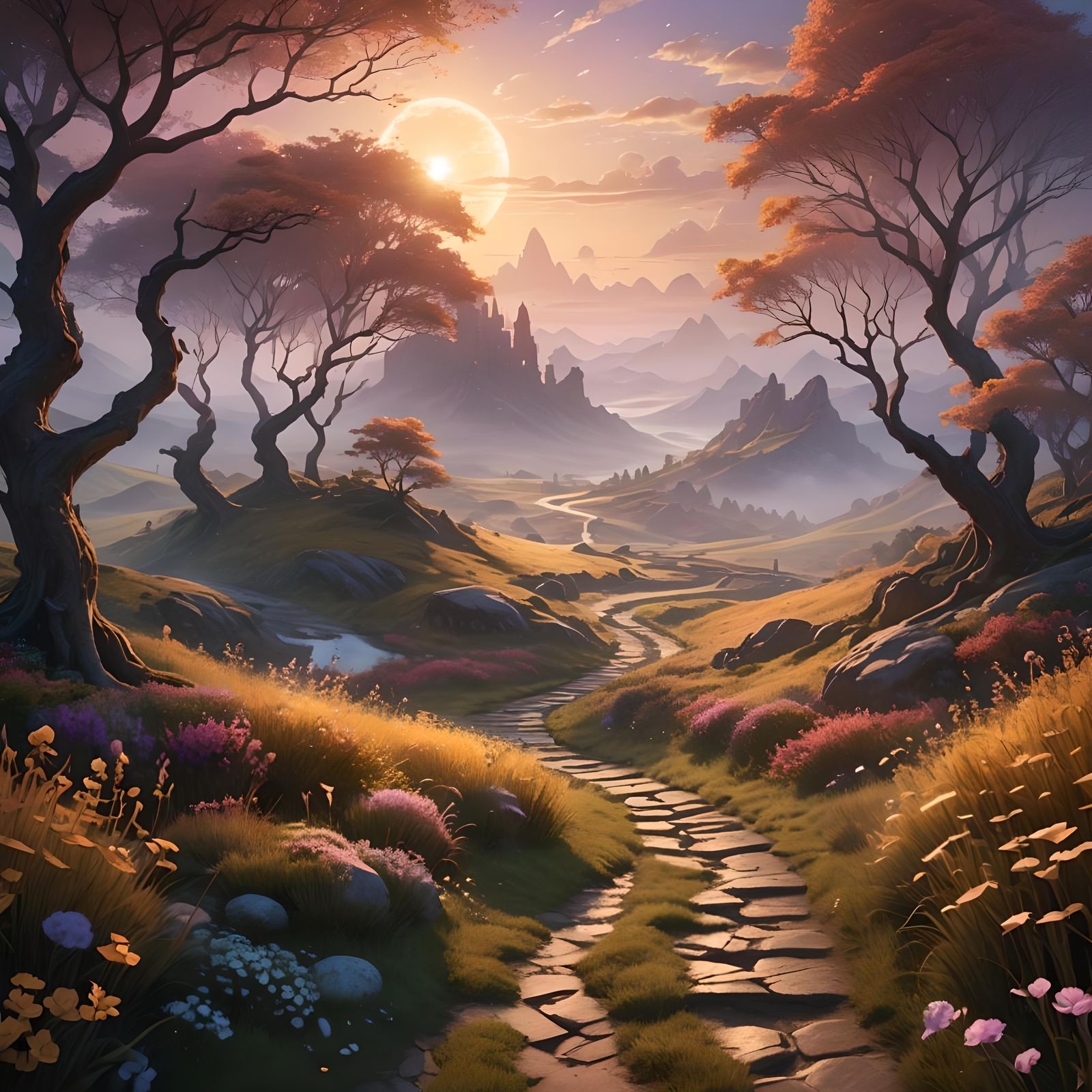 Vibrant Sunrise Over Serene Manifestation Dreamscape