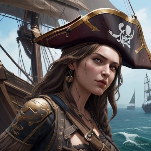 Pirate Ship Figurehead in Hyperrealistic Splash Art