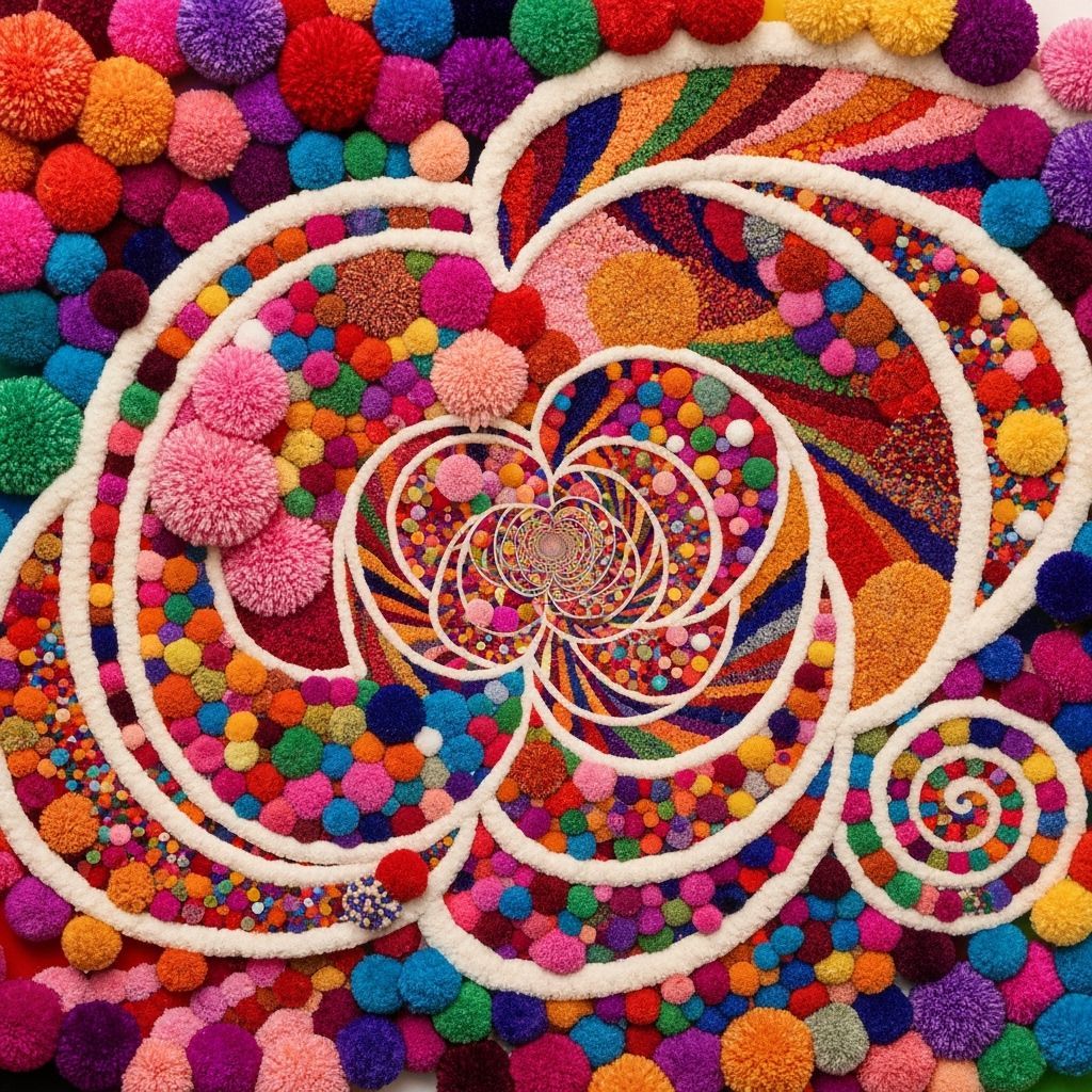 Mesmerizing Pom Pom Mosaic in Op Art Style