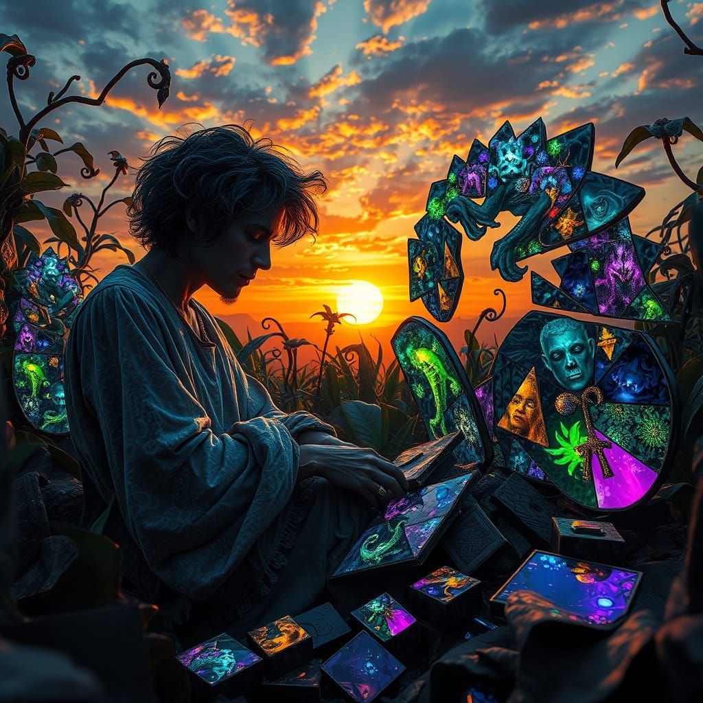 Mystical Prince in Bioluminescent Fantasy Kingdom