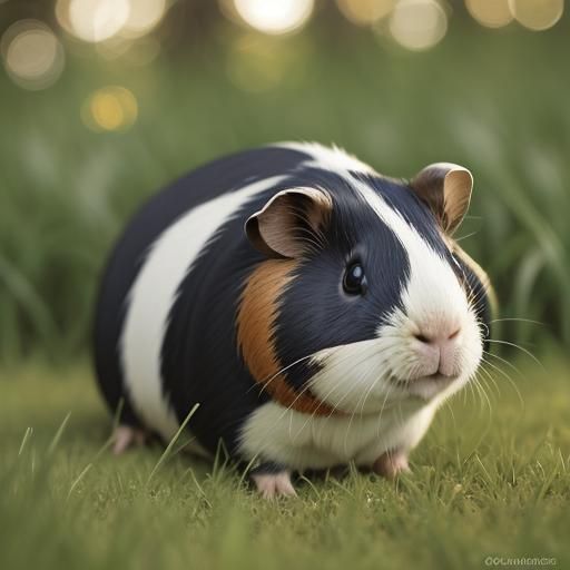 Guinea Pig in Olive Green Grass: Wildlife Photography