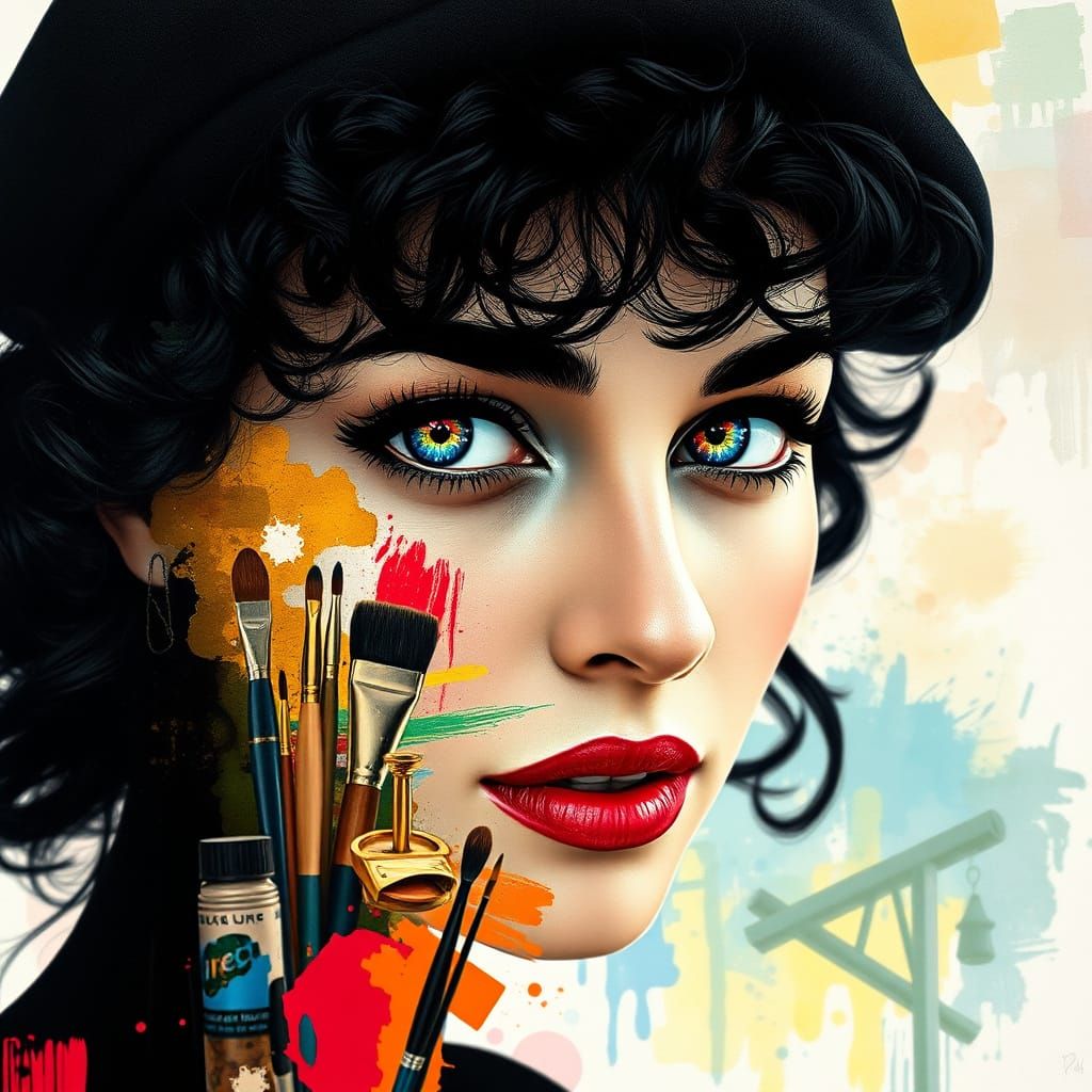 Surreal Double Exposure Portrait of French Artist