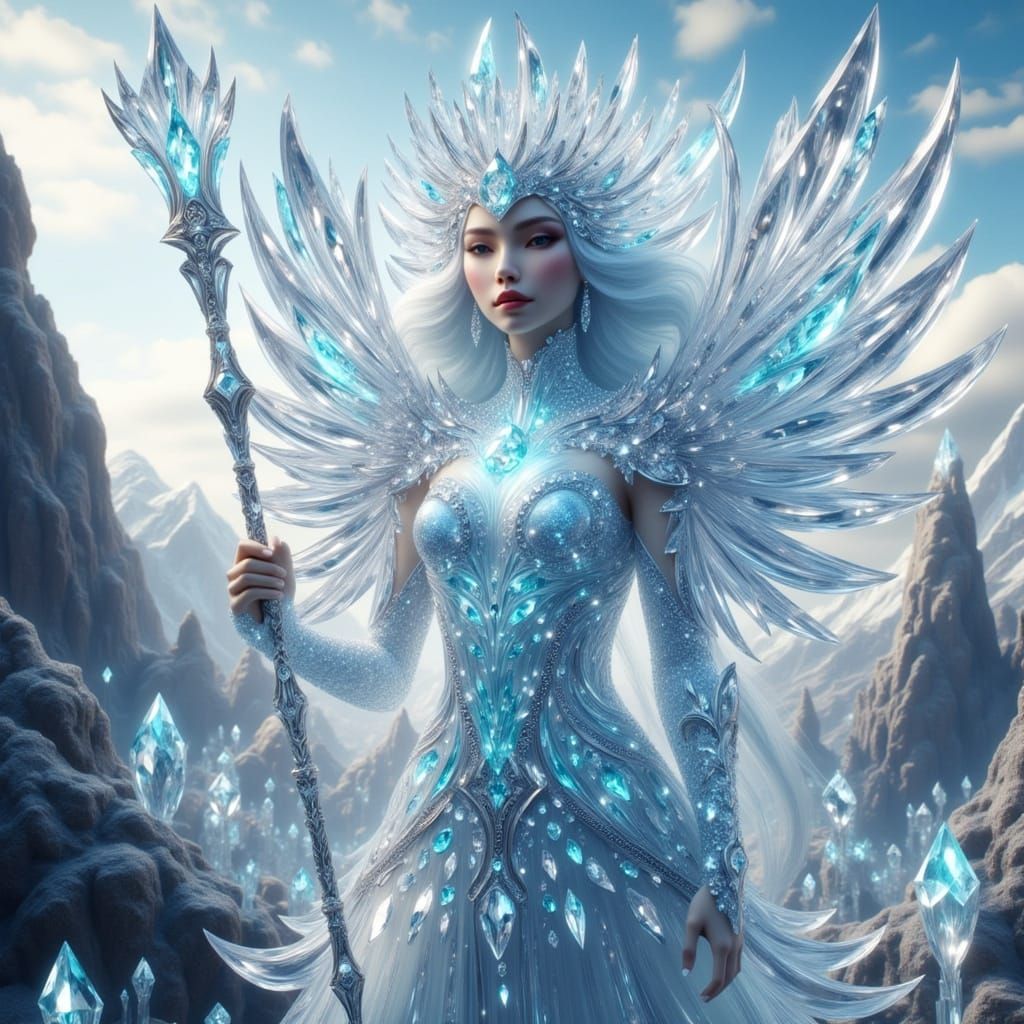 Diamond Earth Elemental Wielding Crystal Spear