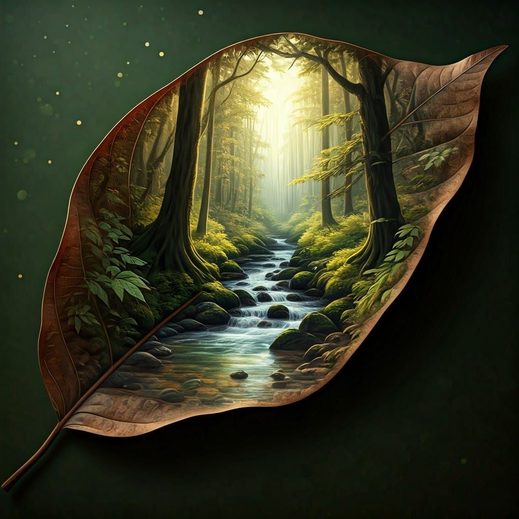 Dreamlike Forest Leaf in Warm Earthy Tones