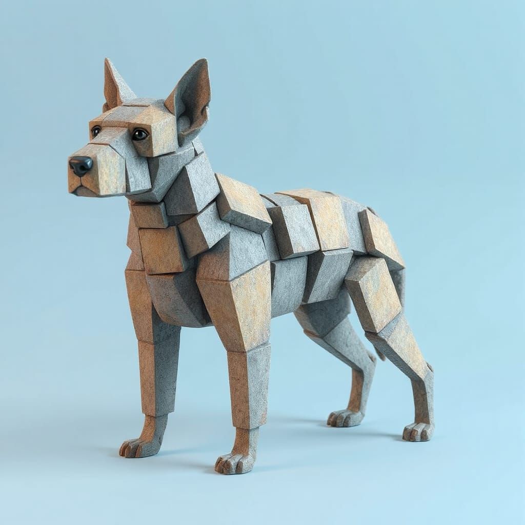 Geometric Canine in Digital Futurism Style
