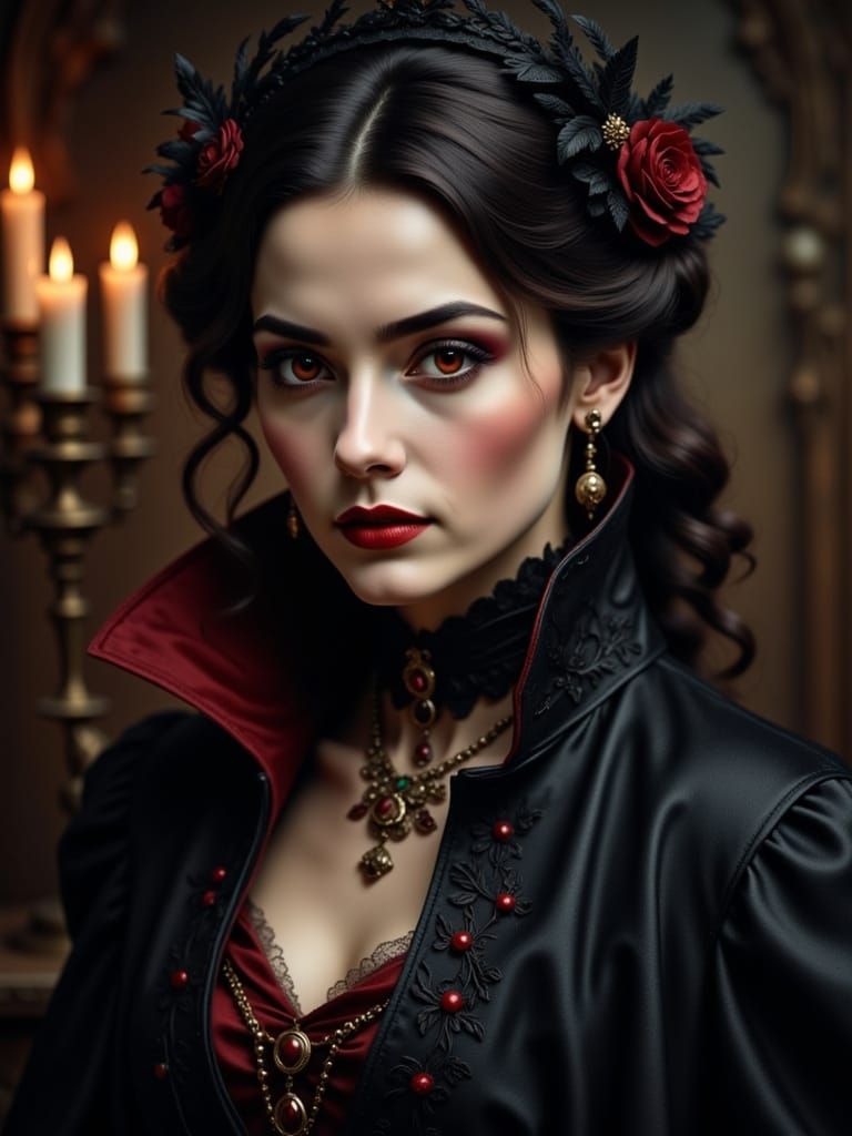 Victorian Vampire in Sepia-Toned Portrait