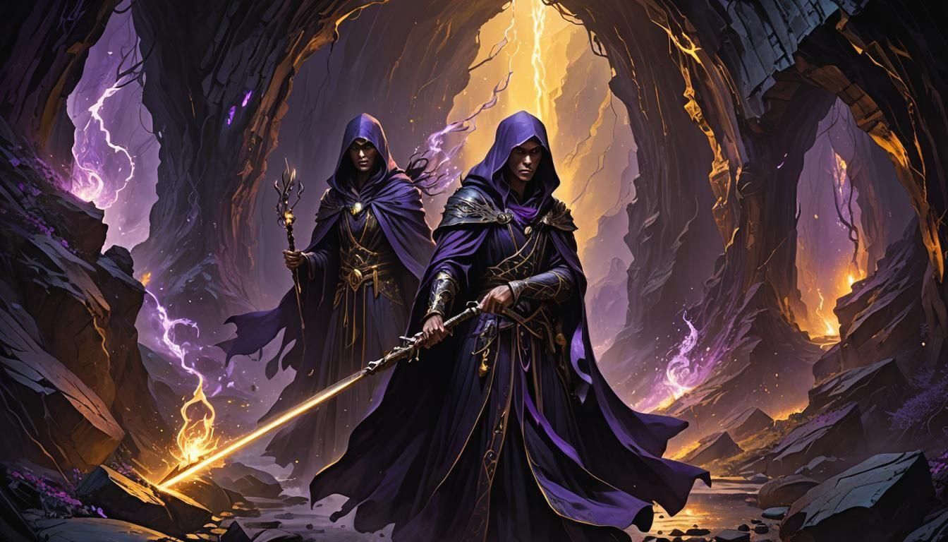 Elven Mage Lights a Dark Cave with Magic