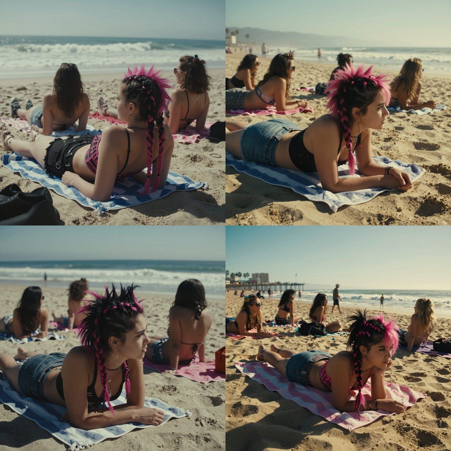 Punk Friends Sunbathing at Venice Beach Cinematic