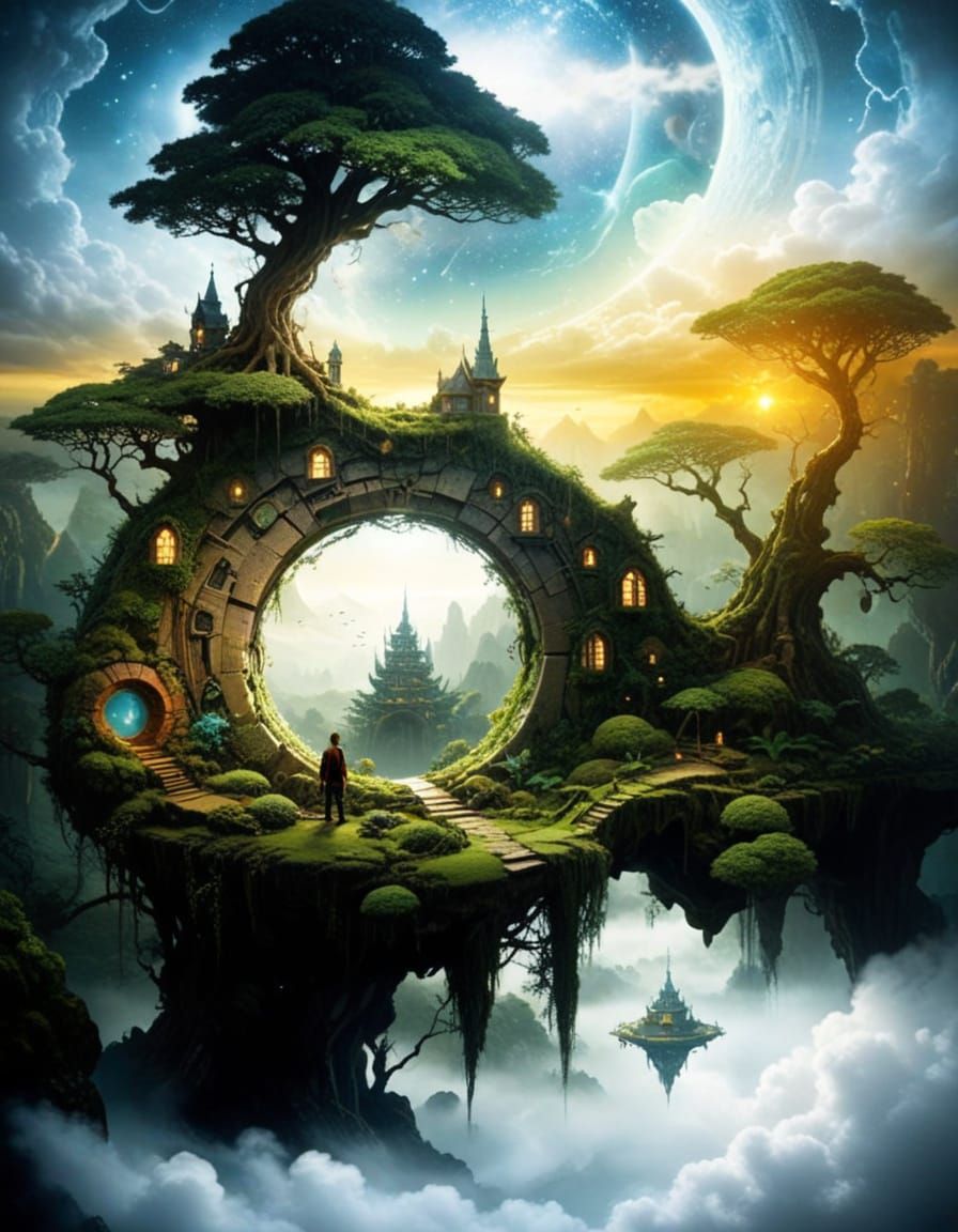 Surreal Stargate Shield with Cosmic Galaxy