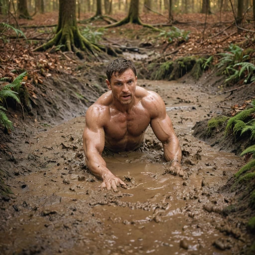 Man Sinking in Quicksand: Cinematic Photography