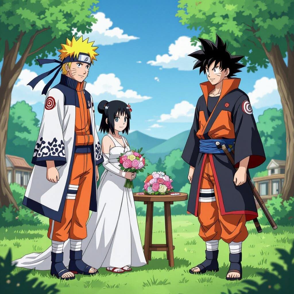 Naruto and Goku's Stylized Manga Wedding