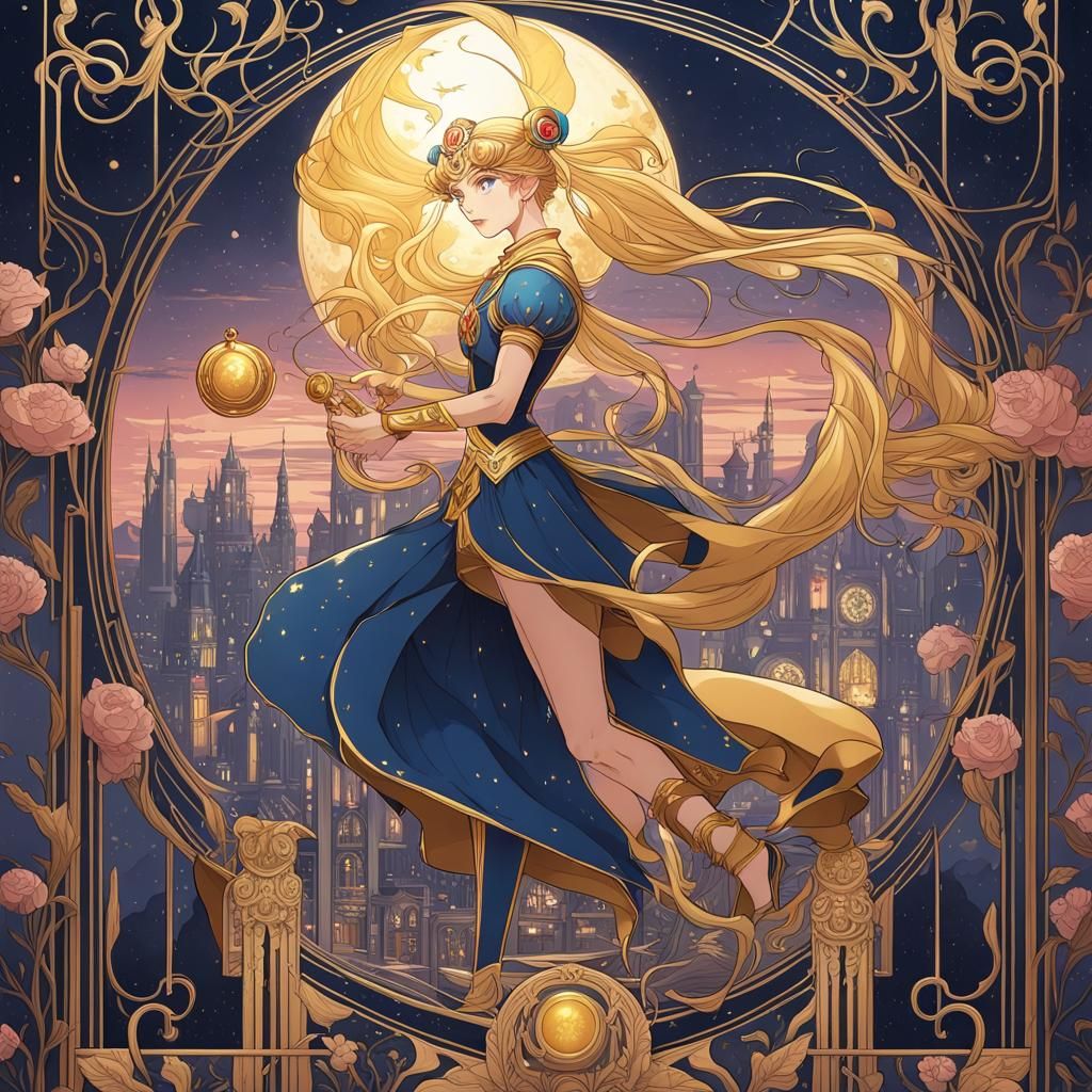 Sailor Moon Characters in Art Nouveau Style