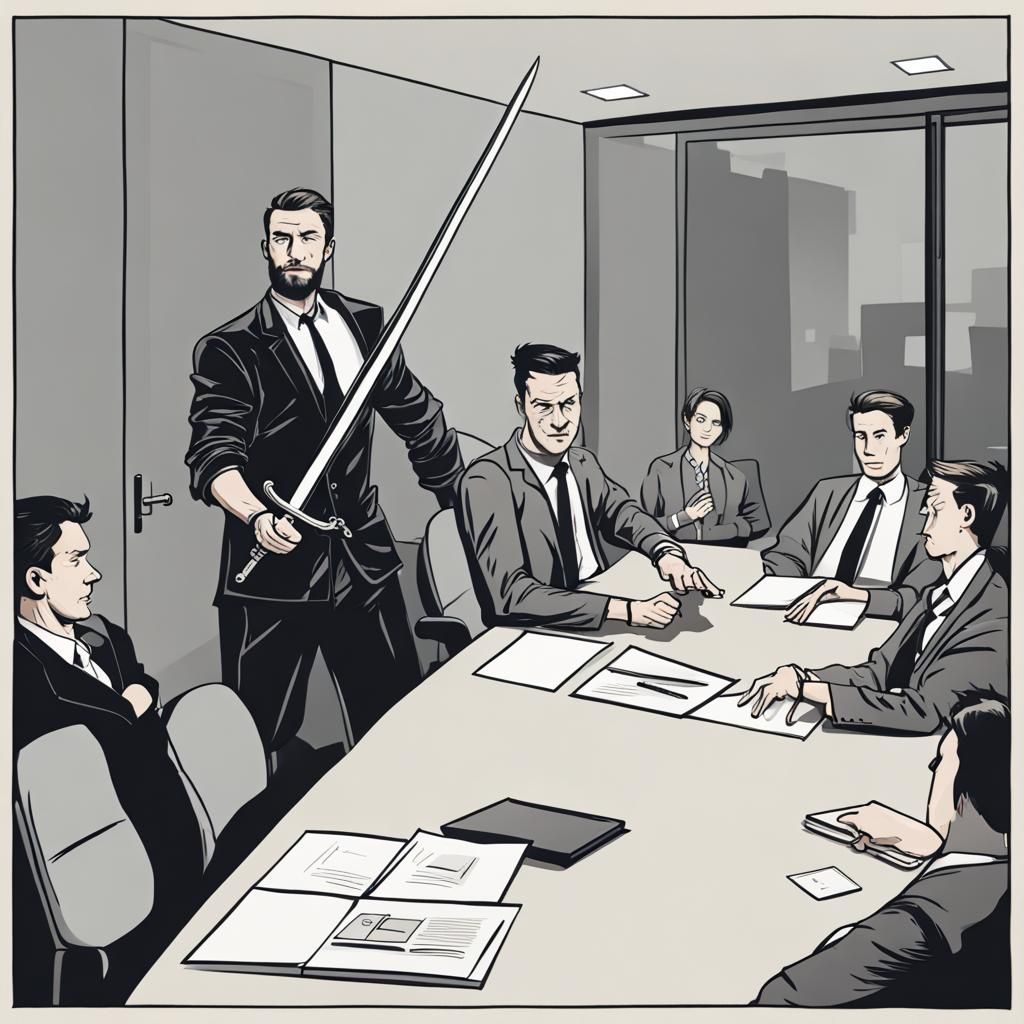 Armored Man with Sword Disrupts Office Meeting
