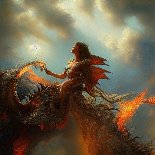 Majestic Fire-Breathing Dragon in Flight