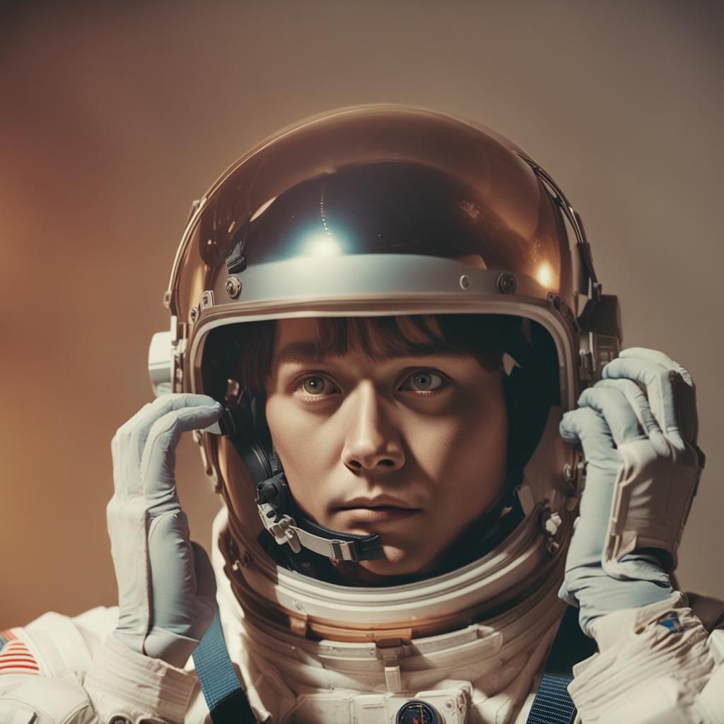 Astronaut in Moody Studio Lighting, Cinematic Film Still