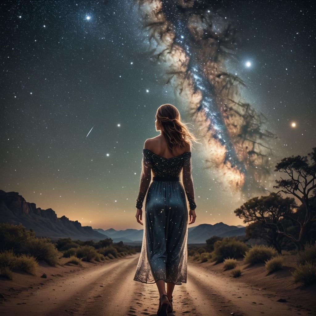Star Pathway: Glowing Woman in Milky Way