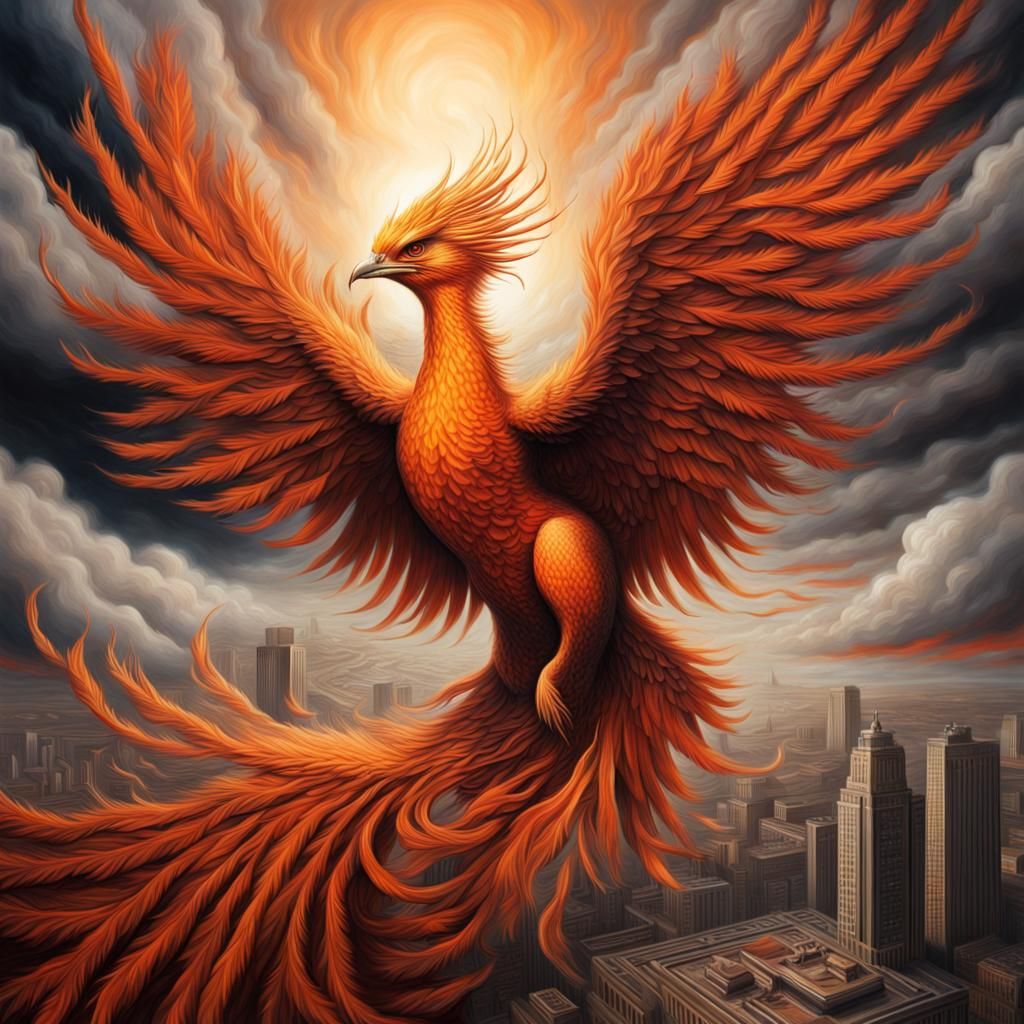 Phoenix of Revolution: A Surrealist Painting