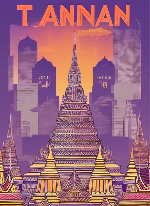 Bangkok Travel Poster, Digital Illustration