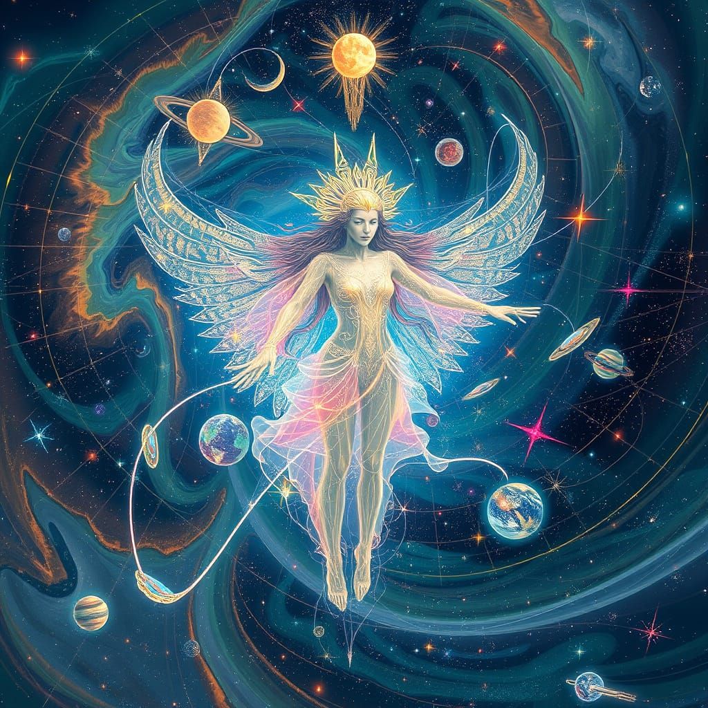 Ethereal Being Encompassing Time in Holographic Astral Illus...