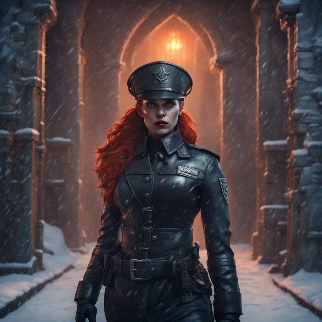 Lilith as Prison Guard in Snowstorm: Matte Painting