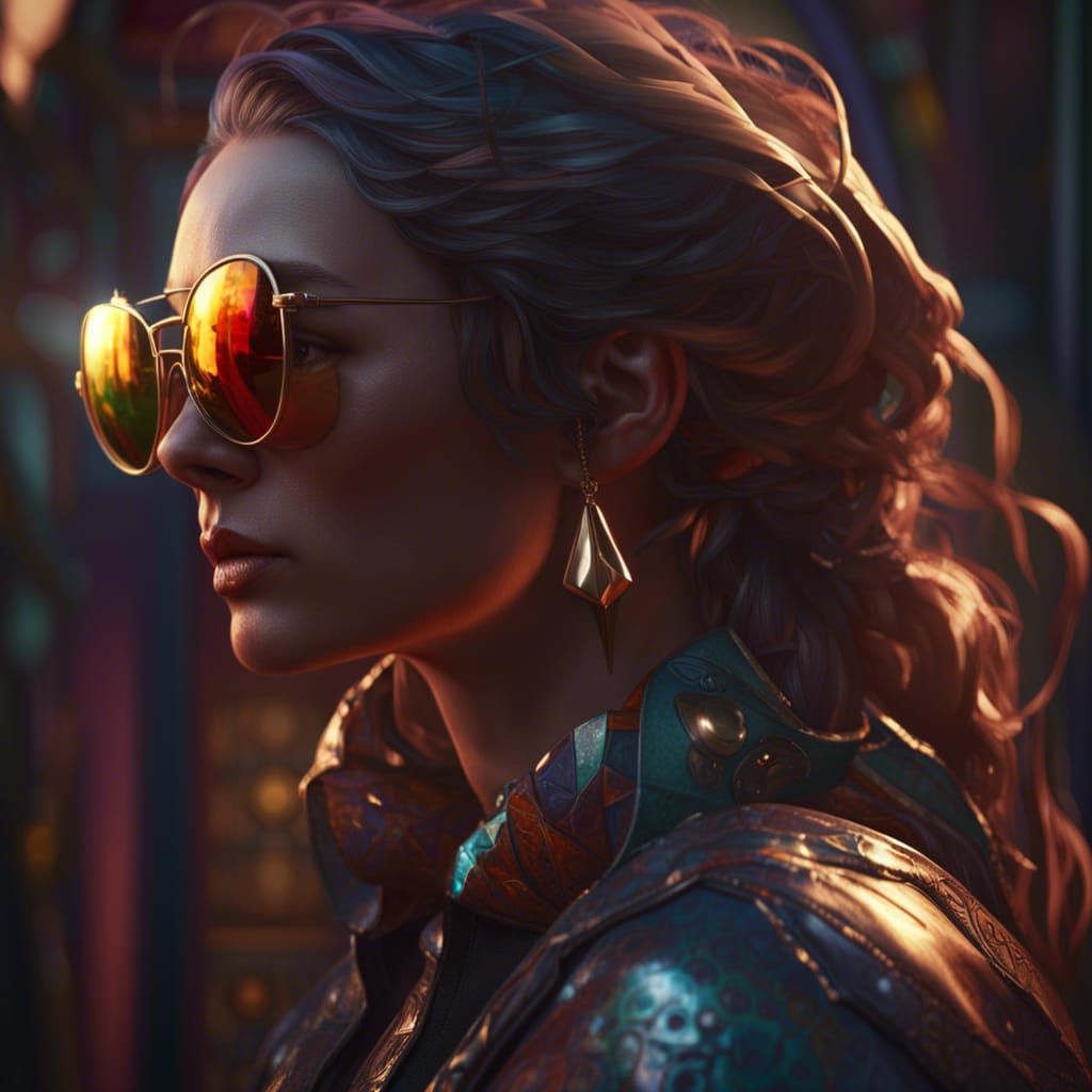 Person in Sunglasses: Hyperdetailed Concept Art