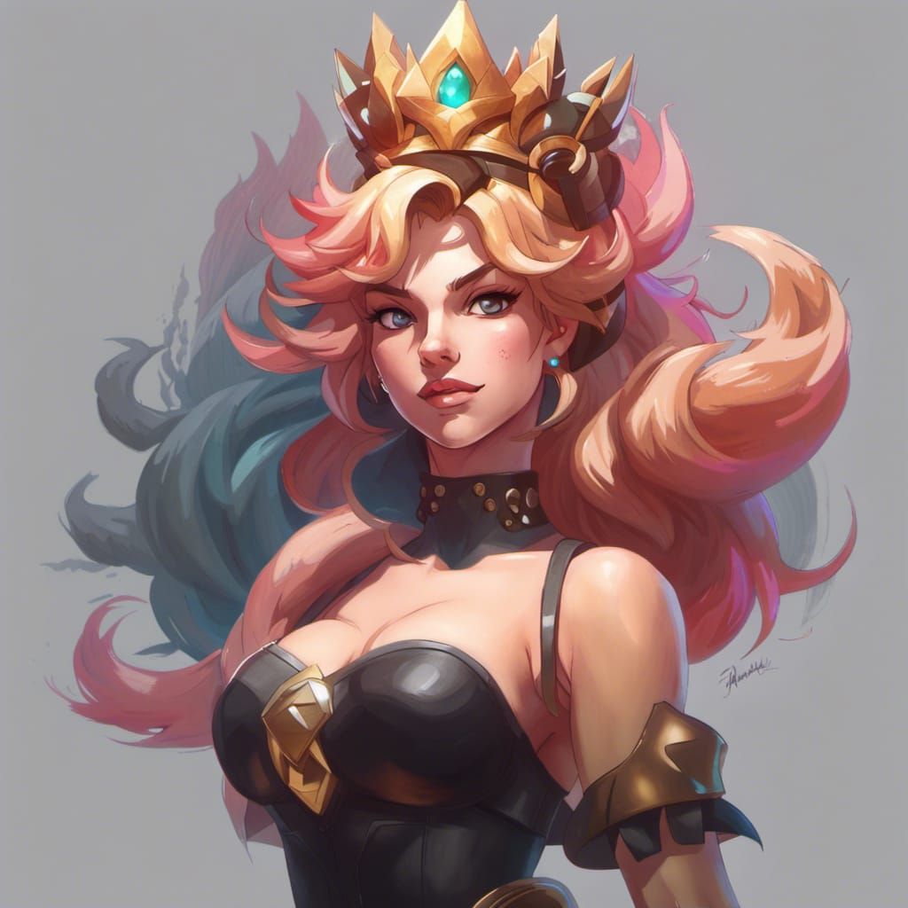 Bowsette Portrait in Hyperdetailed Digital Art Style