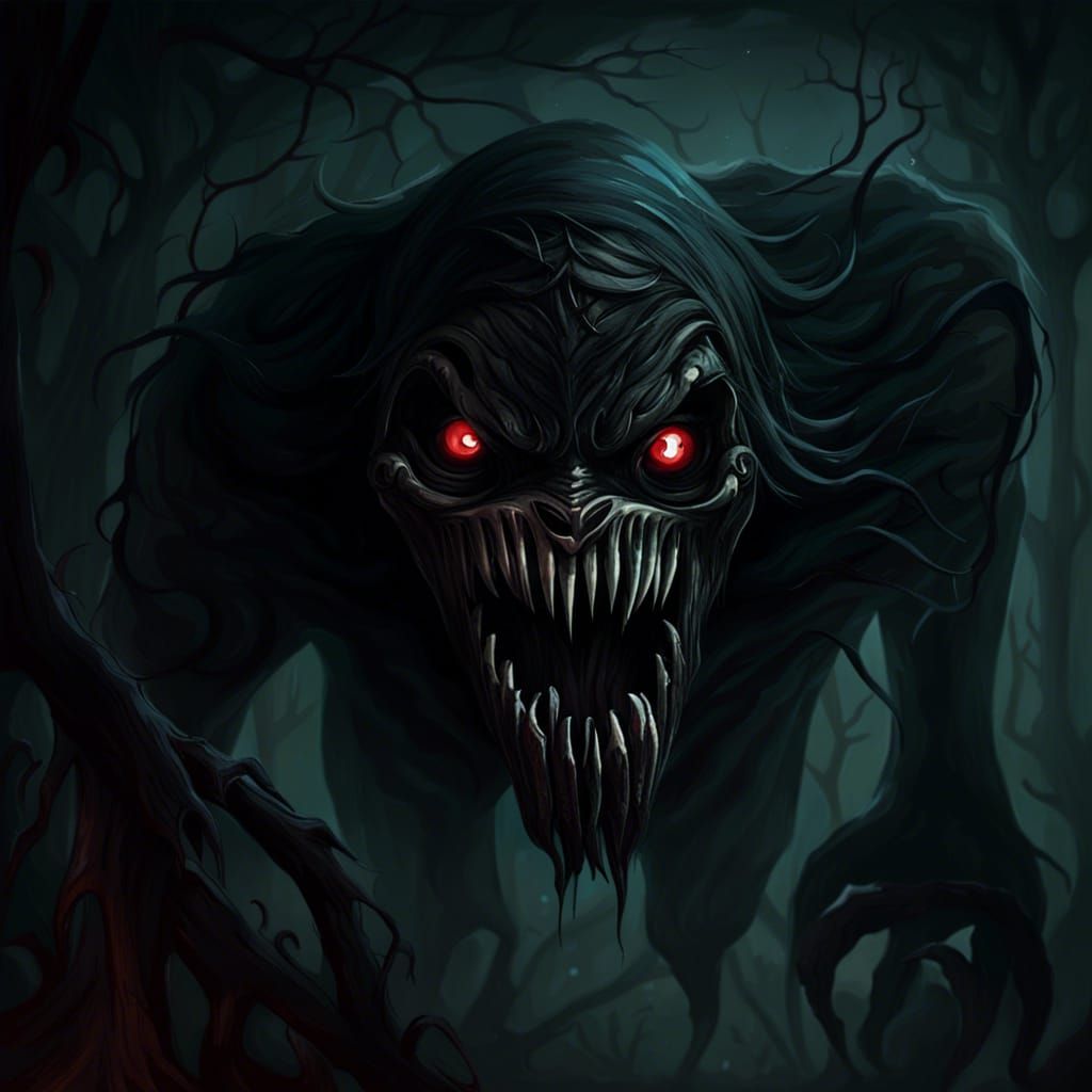 Night Creeper with Big Teeth and Black Eyes