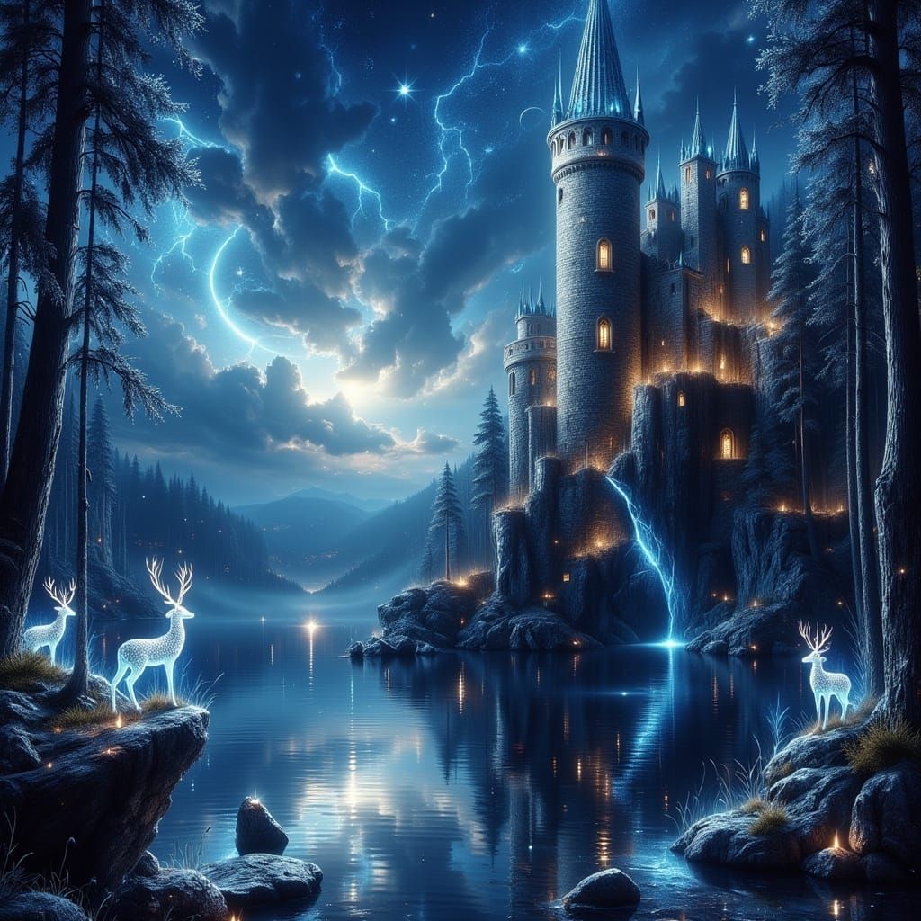 Mystical Castle with Mermaid in James Gurney Style