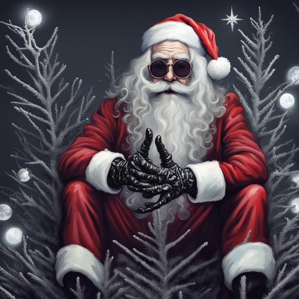 Santa Claus with Scissorhands in Tim Burton Style