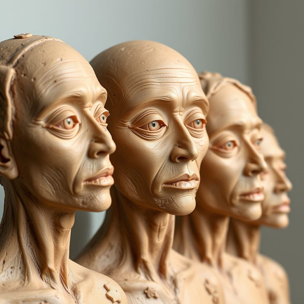 Hyperrealistic Clay Figures with Expressive Details