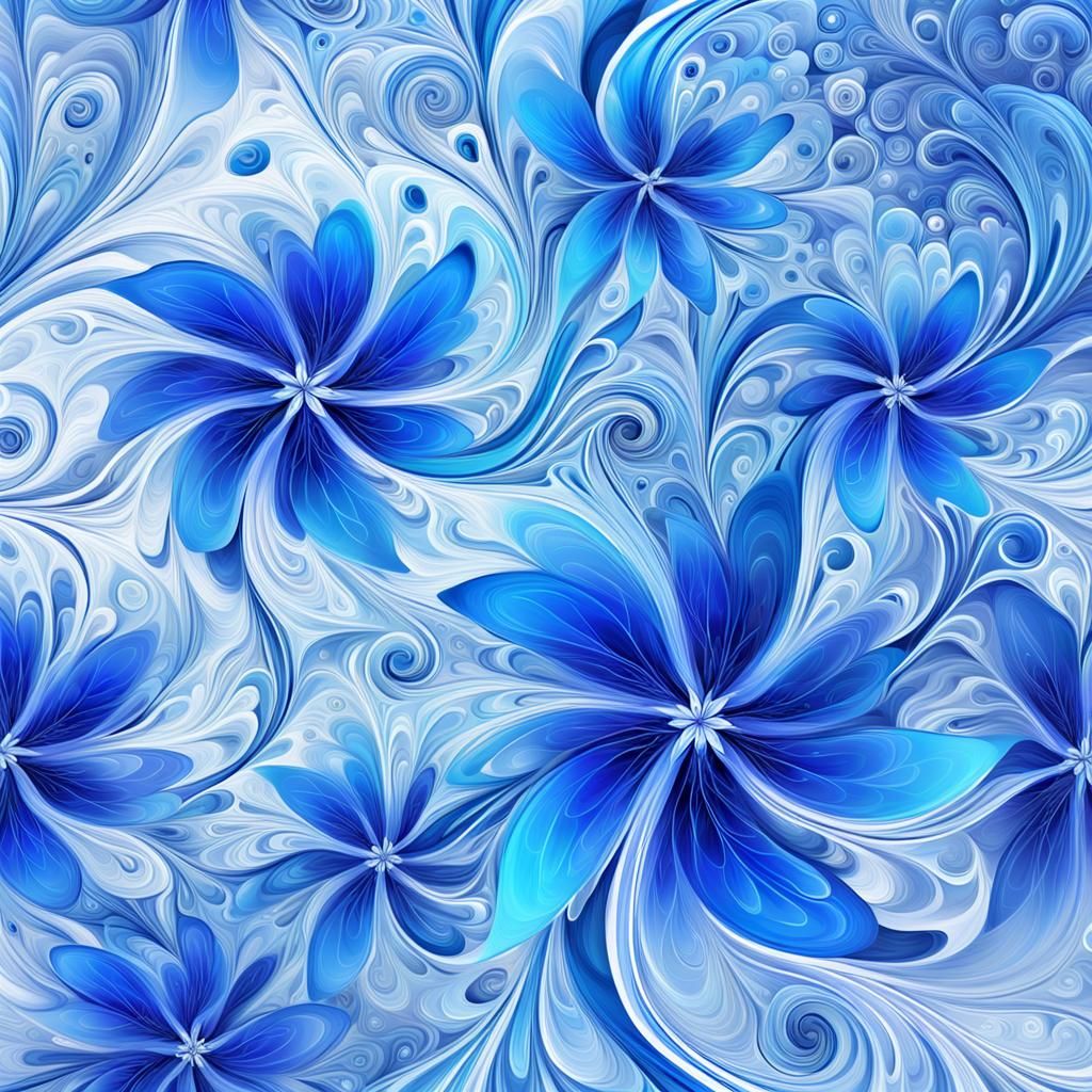 Mesmerizing Blue Flowers in Abstract Digital Art