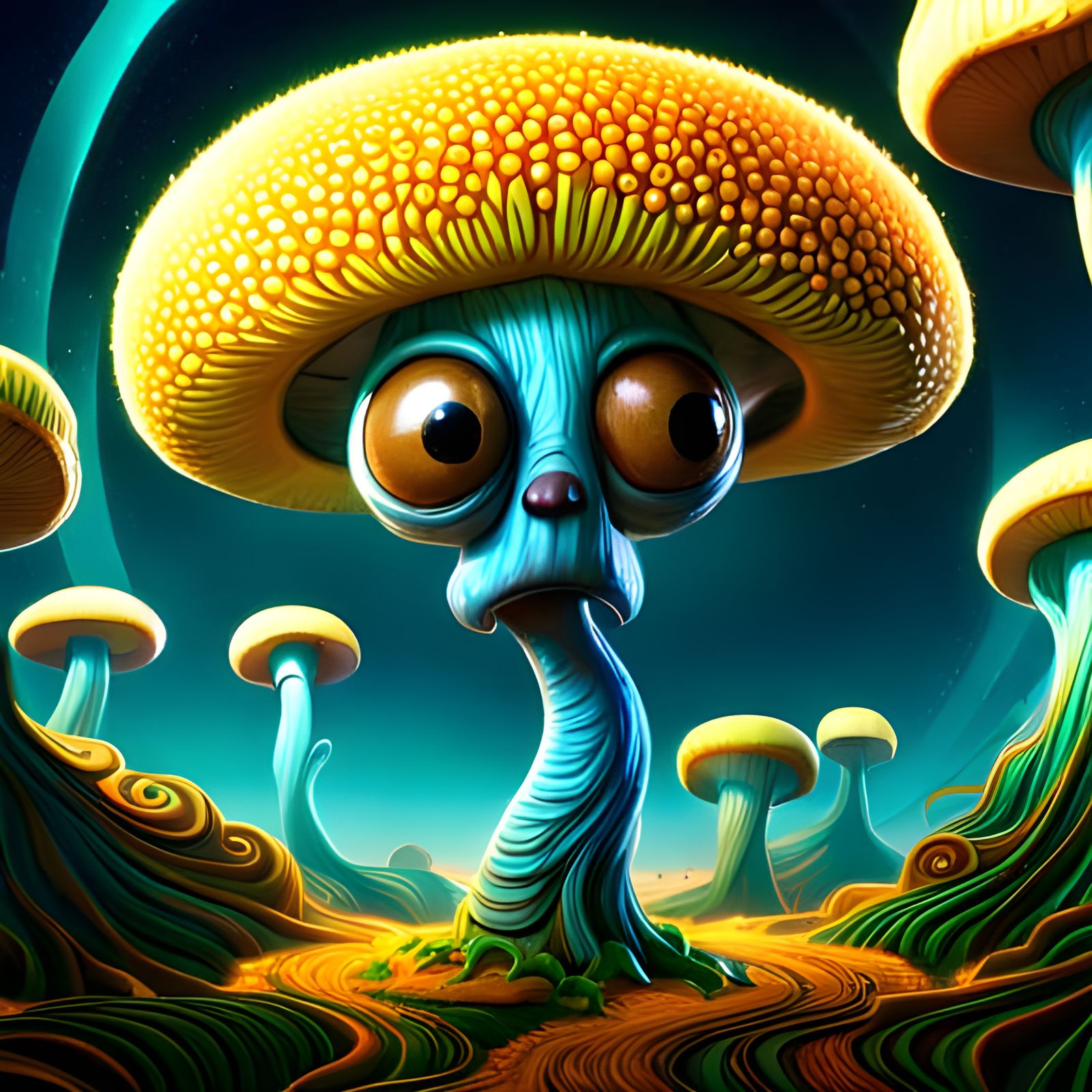 Psychedelic Mushroom Creature Rendered in Unreal Engine 5