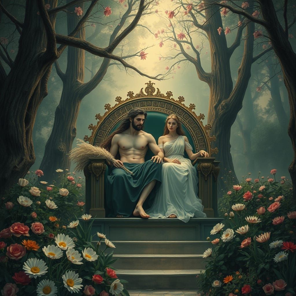 Hades and Persephone in Dreamy Symbolist Elegance