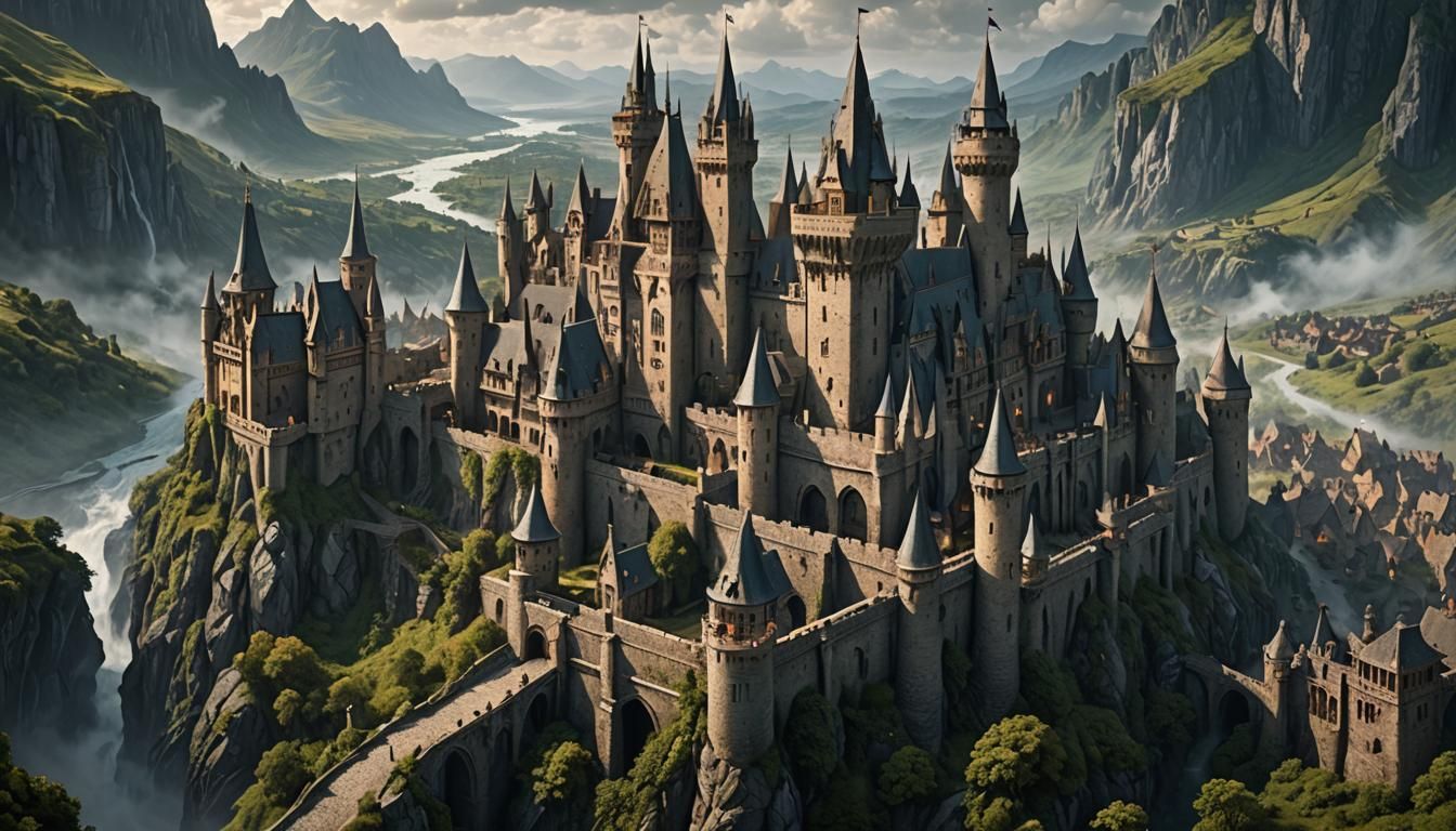 Epic Gothic Fortress in Heroic Fantasy Village