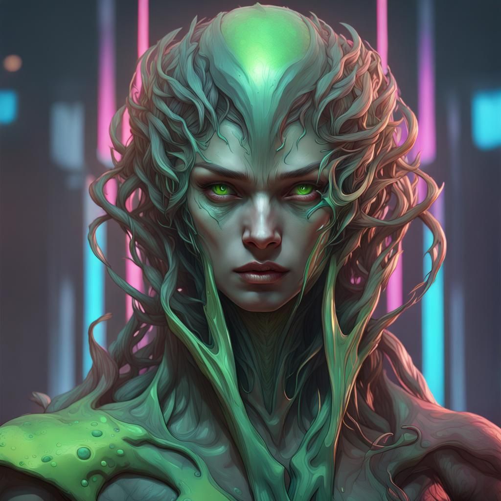 Synthetic Ooze Warlock in Sci-Fi Fantasy Style