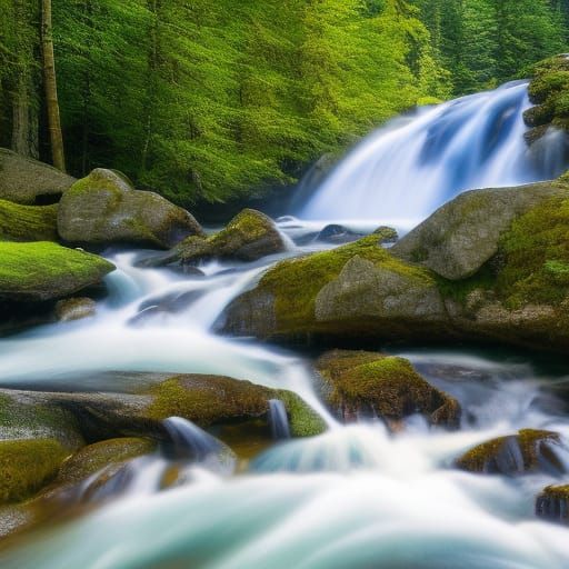 Turquoise River in the Olympic Mountains: Photorealistic Lan...