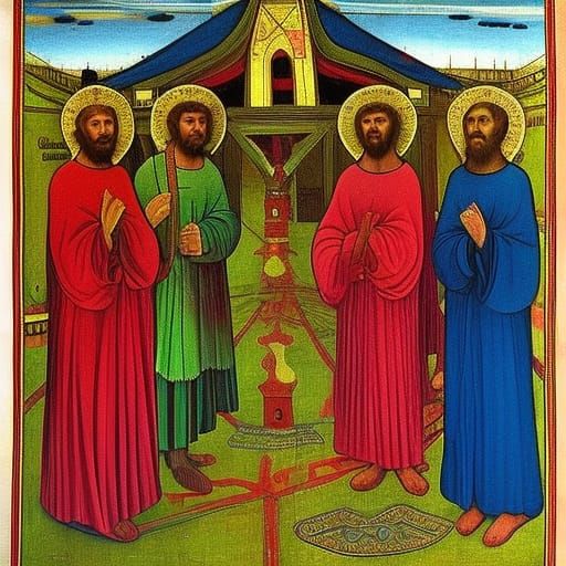 Clowns Remain After Sky Circus, Rublev & Braque Style