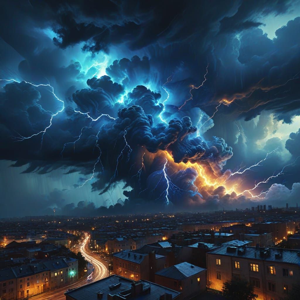 Surreal City Weather in Abstract Expressionism