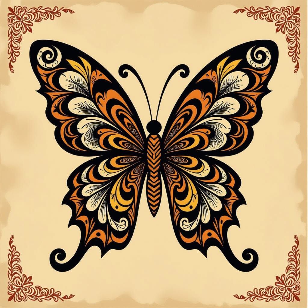 Polynesian Maori Butterfly Tattoo Design