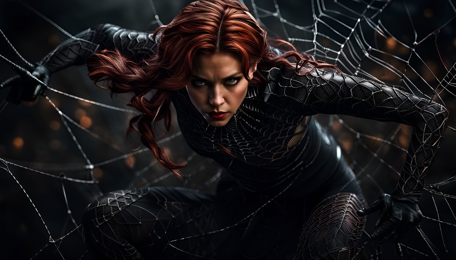 Detailed Arachnid Woman with Superpower in HDR