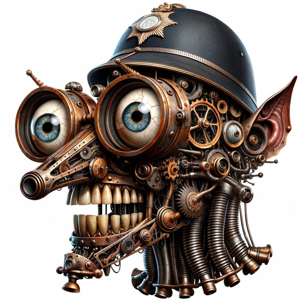 Steampunk Hybrid Creature with Bulging Eyes