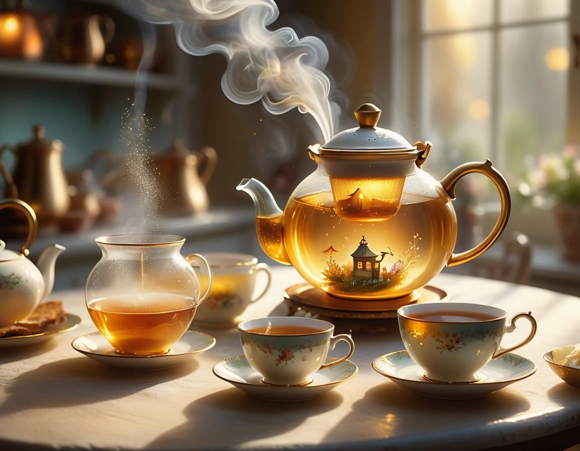 Enchanted Tea Scene in Dreamy Light