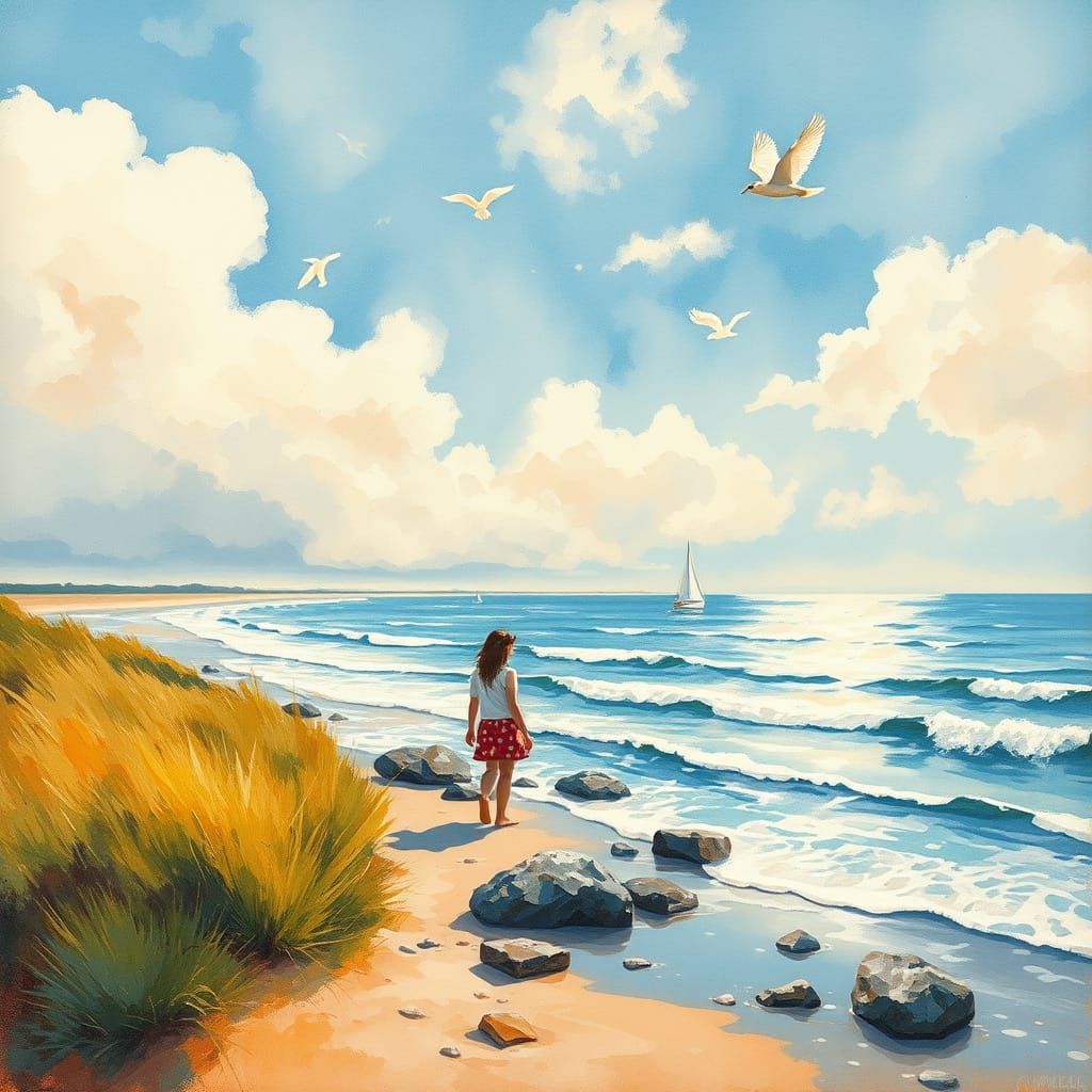 At noon I wandered back along the shore, The sea laughed bright, like children laugh and soar...