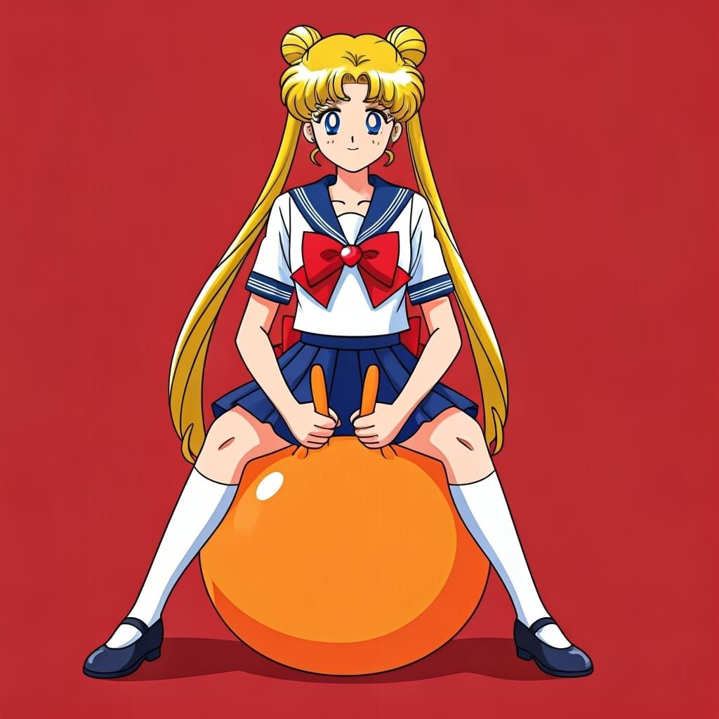 Minako Aino Bouncing on a Hopper Ball