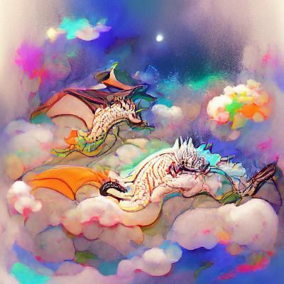 Majestic Dragon Exhaling Colorful Smoke