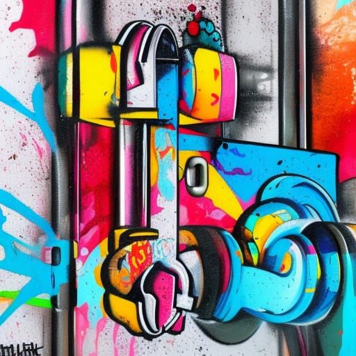 Locksmith Graffiti Art in Colorful Street Style