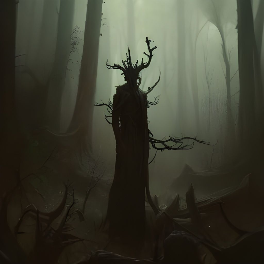 Horrific Forest Mutant in Dark Fantasy Style